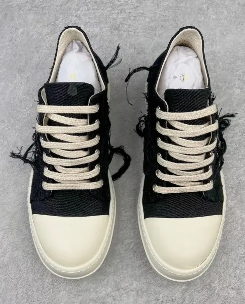 Rick Owens DRKSHDW Fogachine Slashed Stretch Denim Low Black Milk   DU01B7802 SBSLH 911 review 