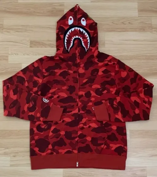 OBO  BAPE Color Camo Shark Zip Hoodie Red review 