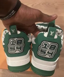 Louis Vuitton LV Skate Sneaker Green White 1AC520  review Audrey 03