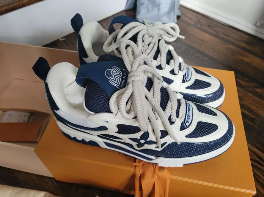 Louis Vuitton Leather lace up Fashionable Board Shoes Blue 51BCOLRB review Samuel 00