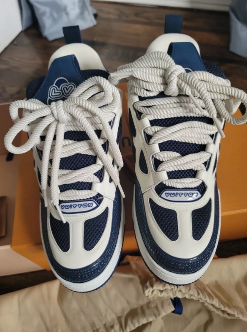 Louis Vuitton Leather lace up Fashionable Board Shoes Blue 51BCOLRB review Samuel 02