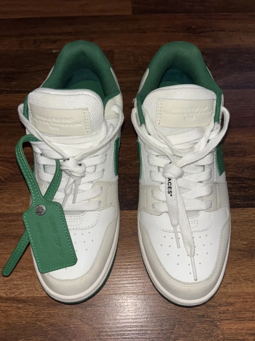 OFF-WHITE Out Of Office "OOO" Low Tops White Green 2021  OMIA189R21LEA0010155 review Isabella Gonzalez 01