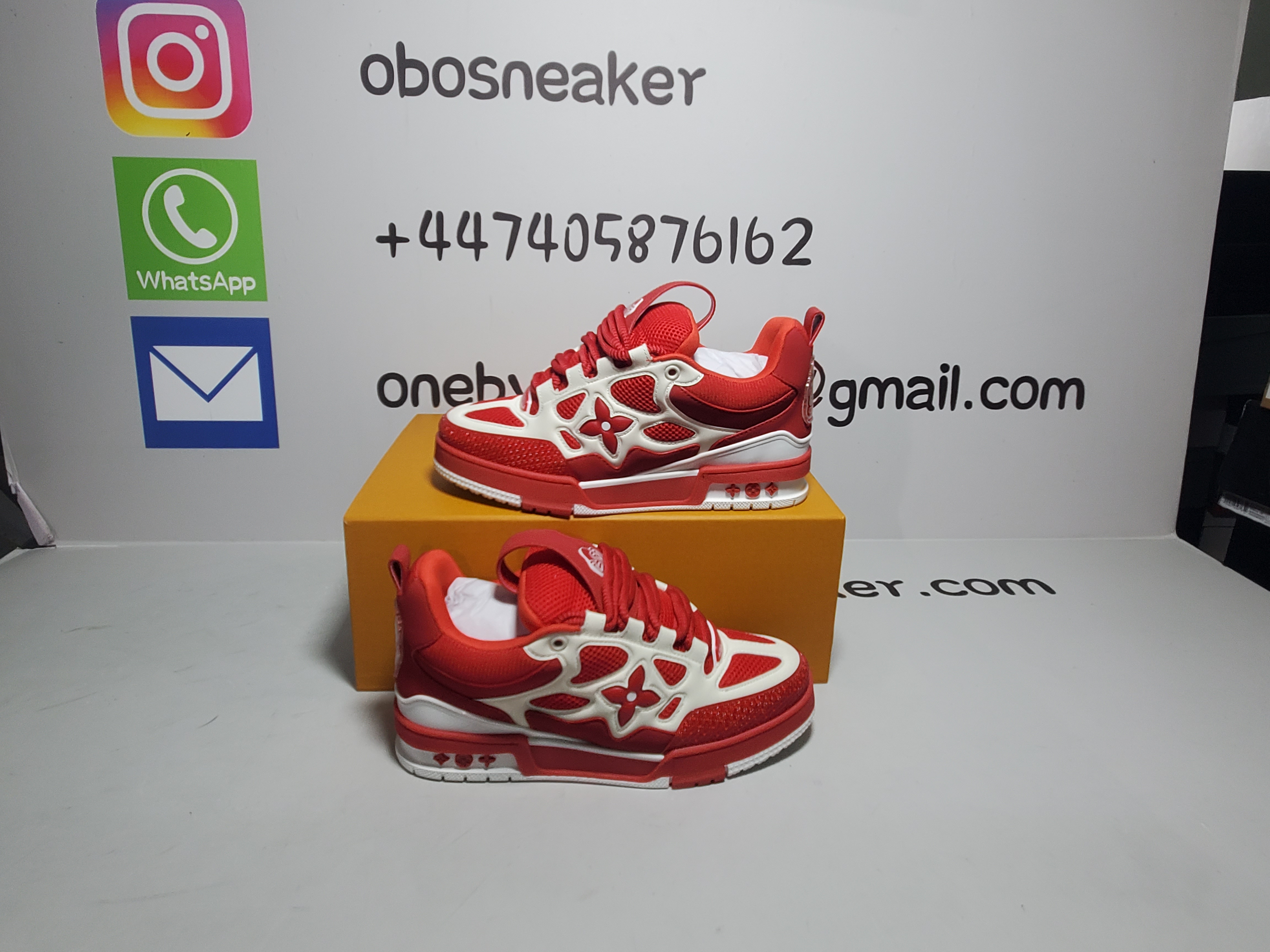 Louis Vuitton Leather lace up Fashionable Board Shoes Red  51BCOLRB  review obosneaker 02