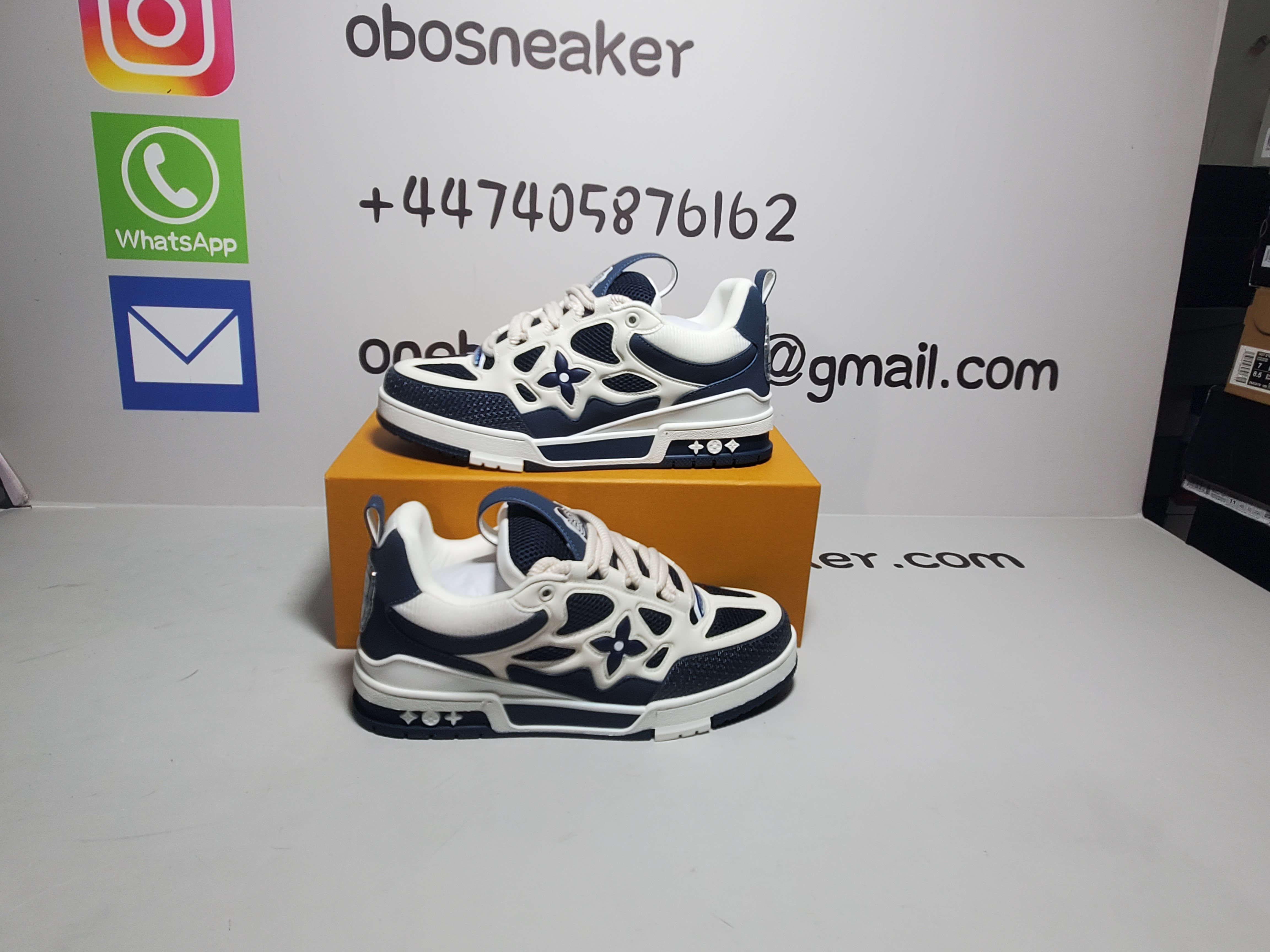 Louis Vuitton Leather lace up Fashionable Board Shoes Blue 51BCOLRB review obosneaker 02