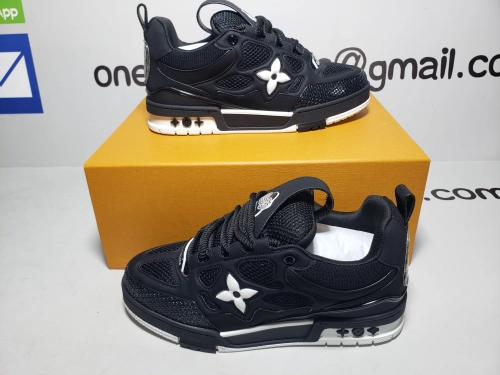  Louis Vuitton Leather lace up Fashionable Board Shoes Black 51BCOLRB review 