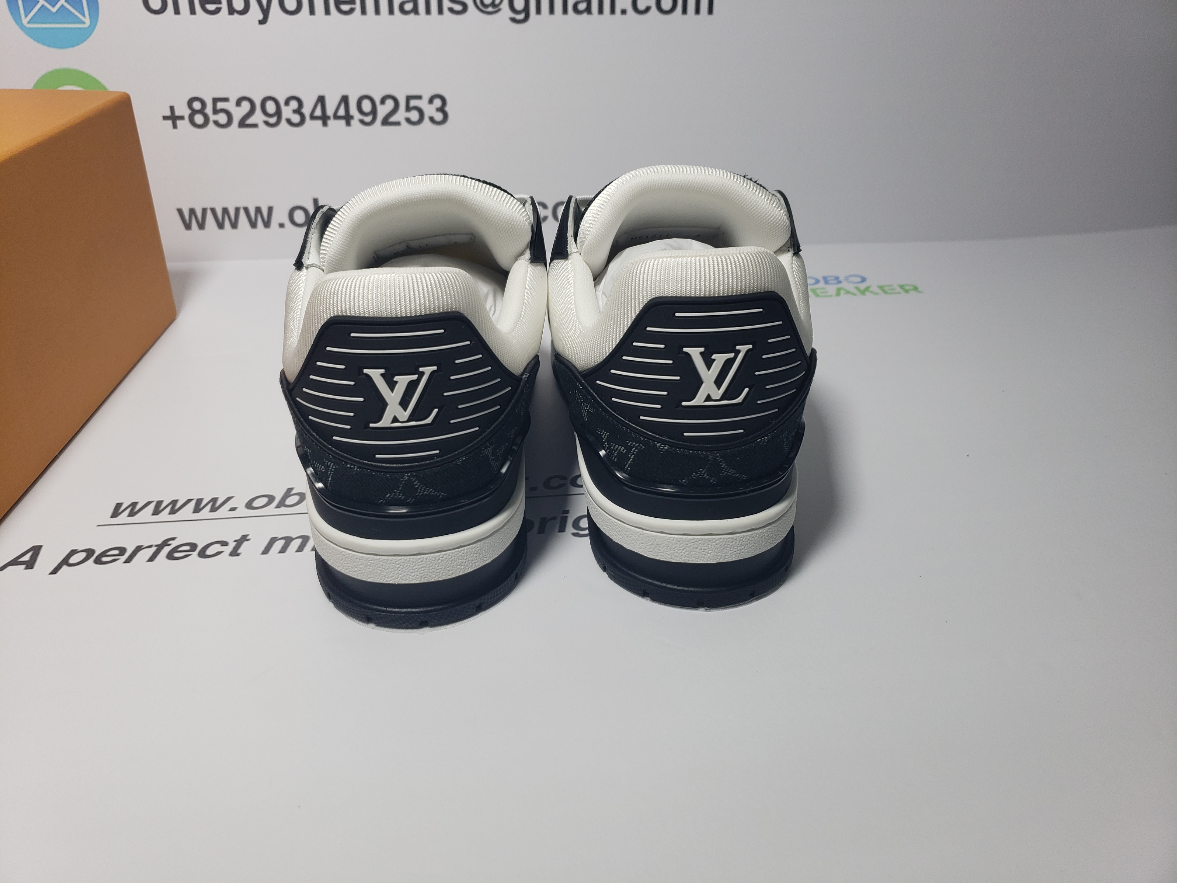  Louis Vuitton Trainer Black And White Cloth Cover  VL1202 review obosneaker 00