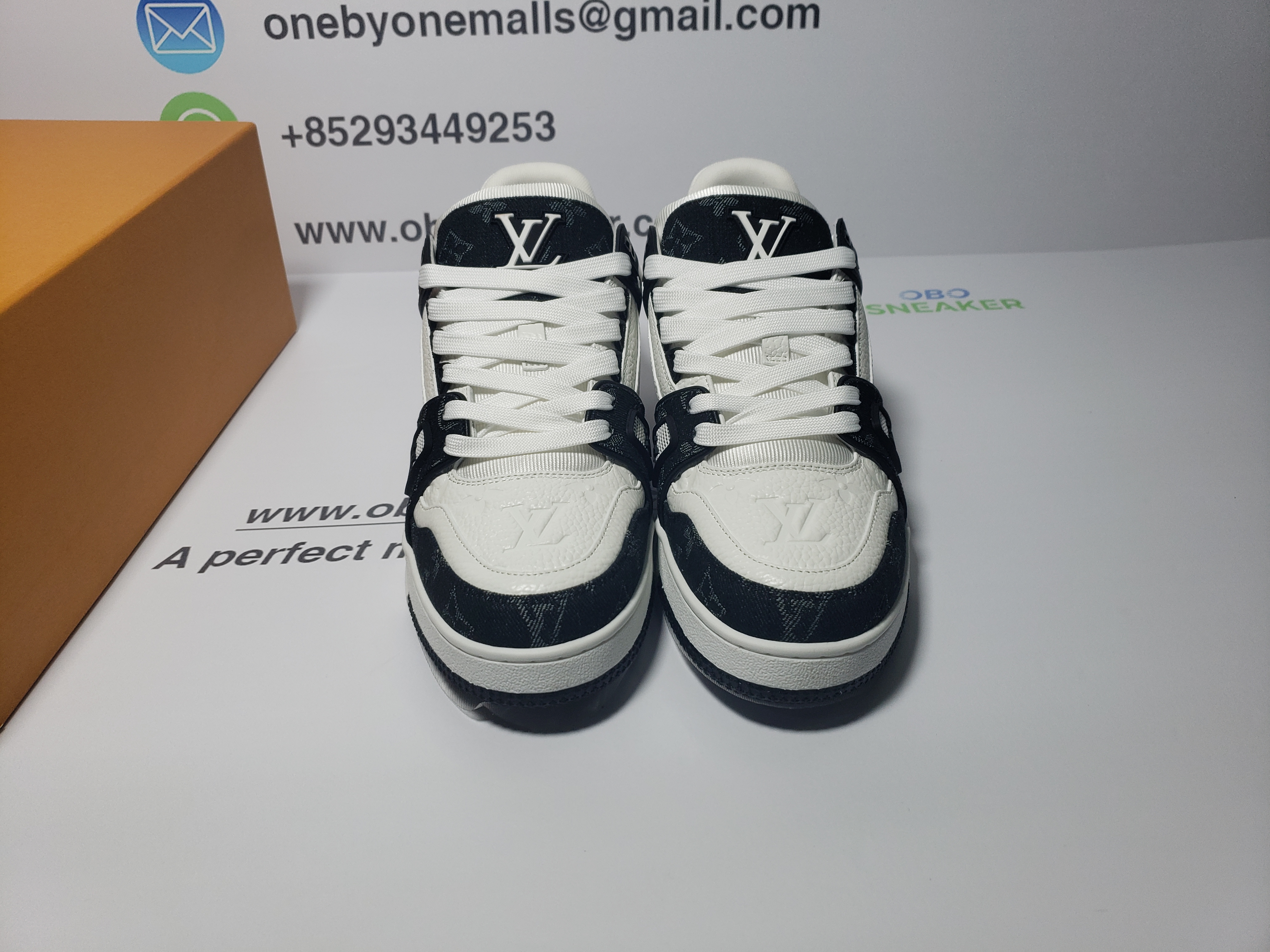  Louis Vuitton Trainer Black And White Cloth Cover  VL1202 review obosneaker 01