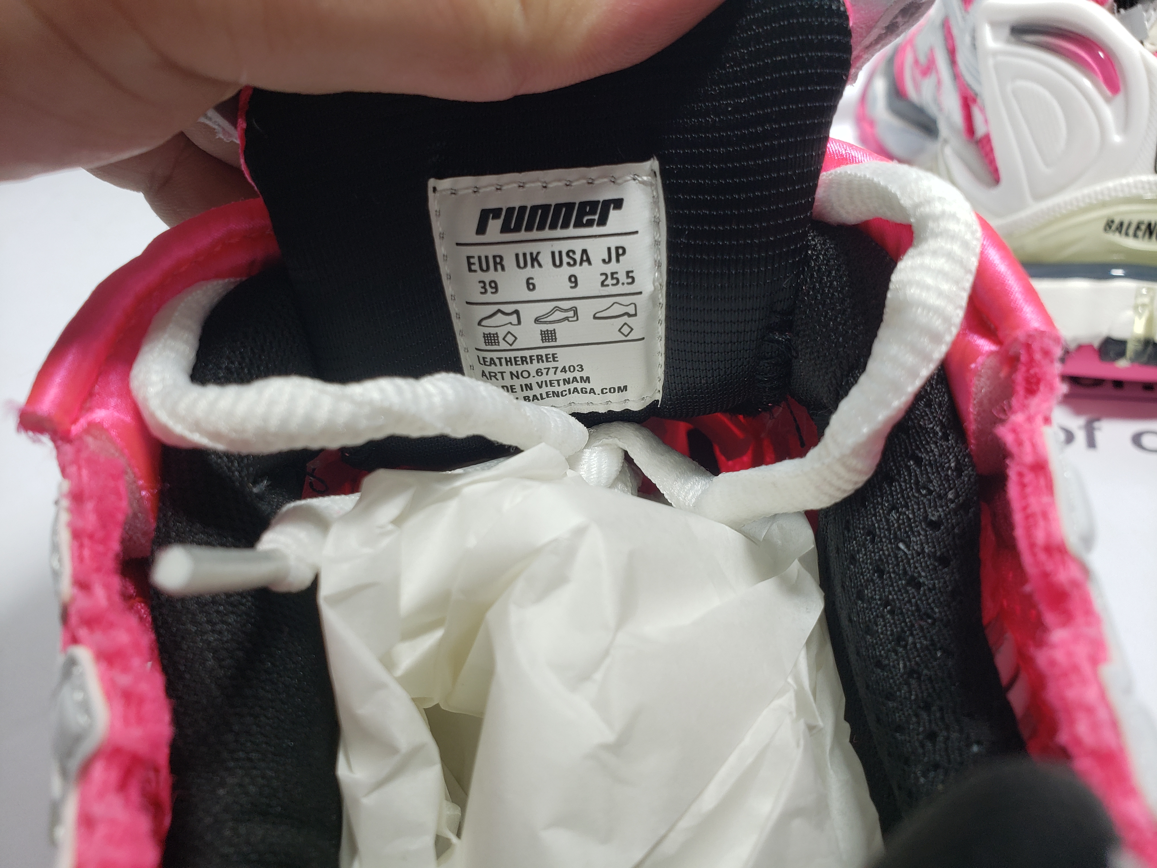 Balenciaga Runner White Fluo Pink (Women's) 677402 W3RBN 9155 review obosneaker 02