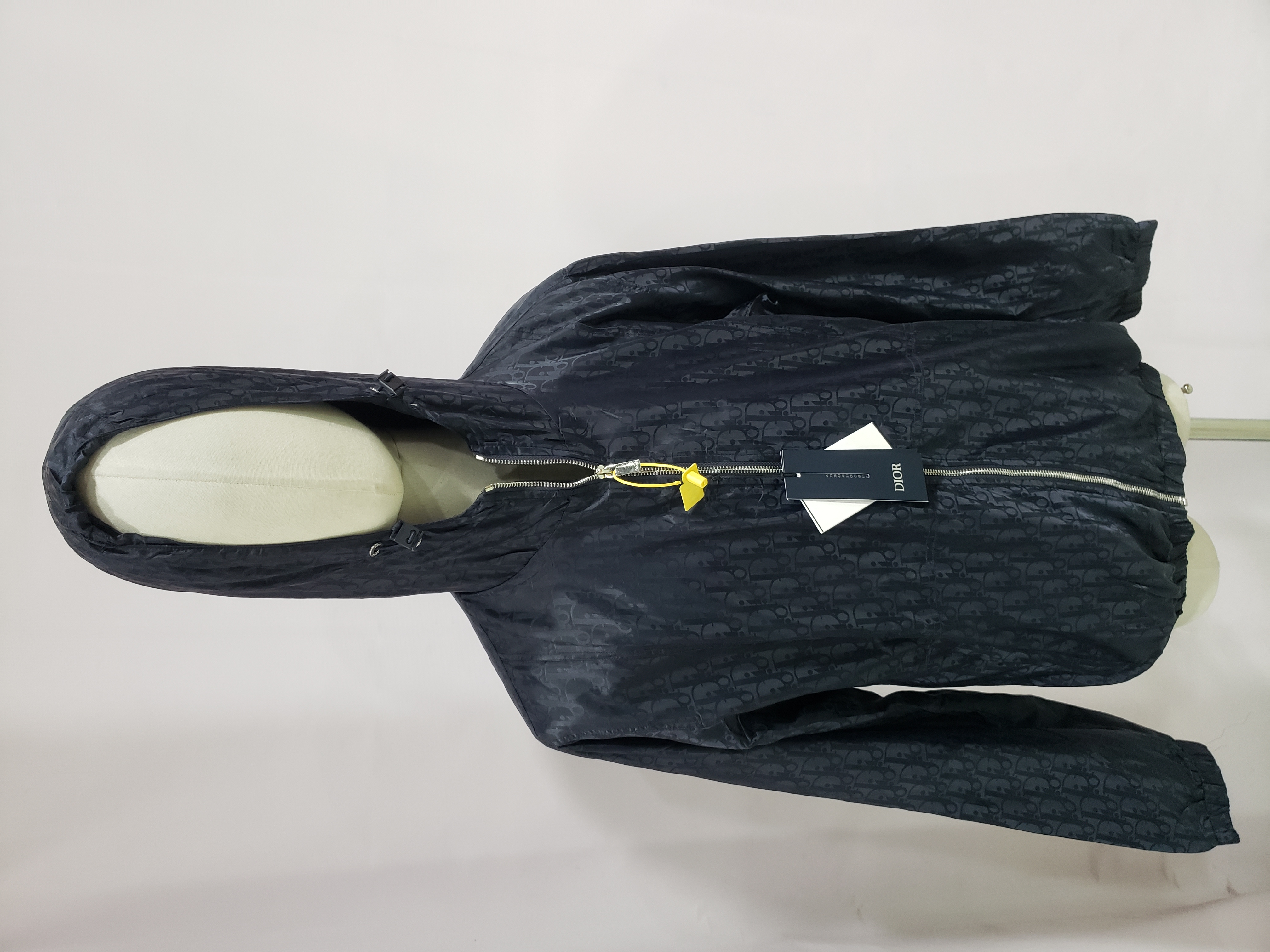 Dior 23 New Silk Full Print Dark Pattern Jacquard Zipper Hooded Jacket Dark Blue review obosneaker 01