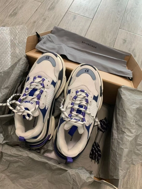 Balenciaga Triple S White Dark Blue 534217 W09E1 9000 review 