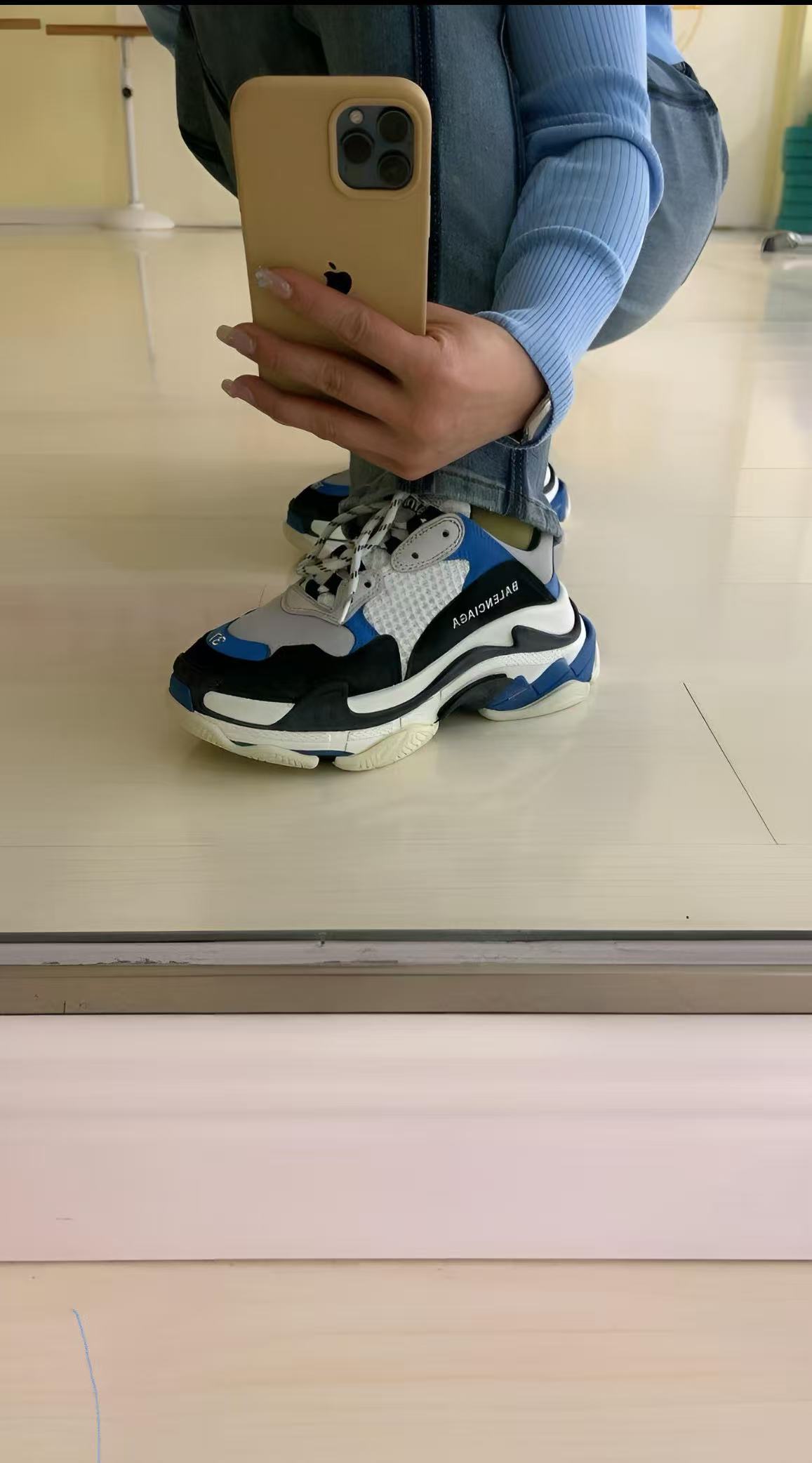 Balenciaga Triple S Black Grey Blue 541624 W06E2 7080 review Chase