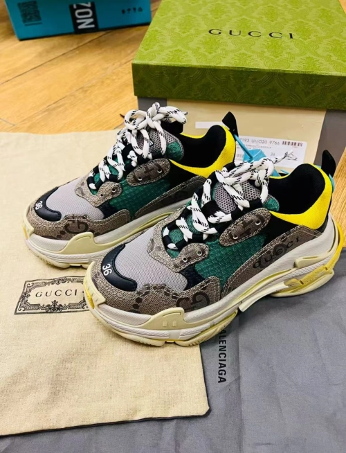 Gucci x Balenciaga The Hacker Project Triple S Beige Green Yellow  681067UMO20 9766 review 