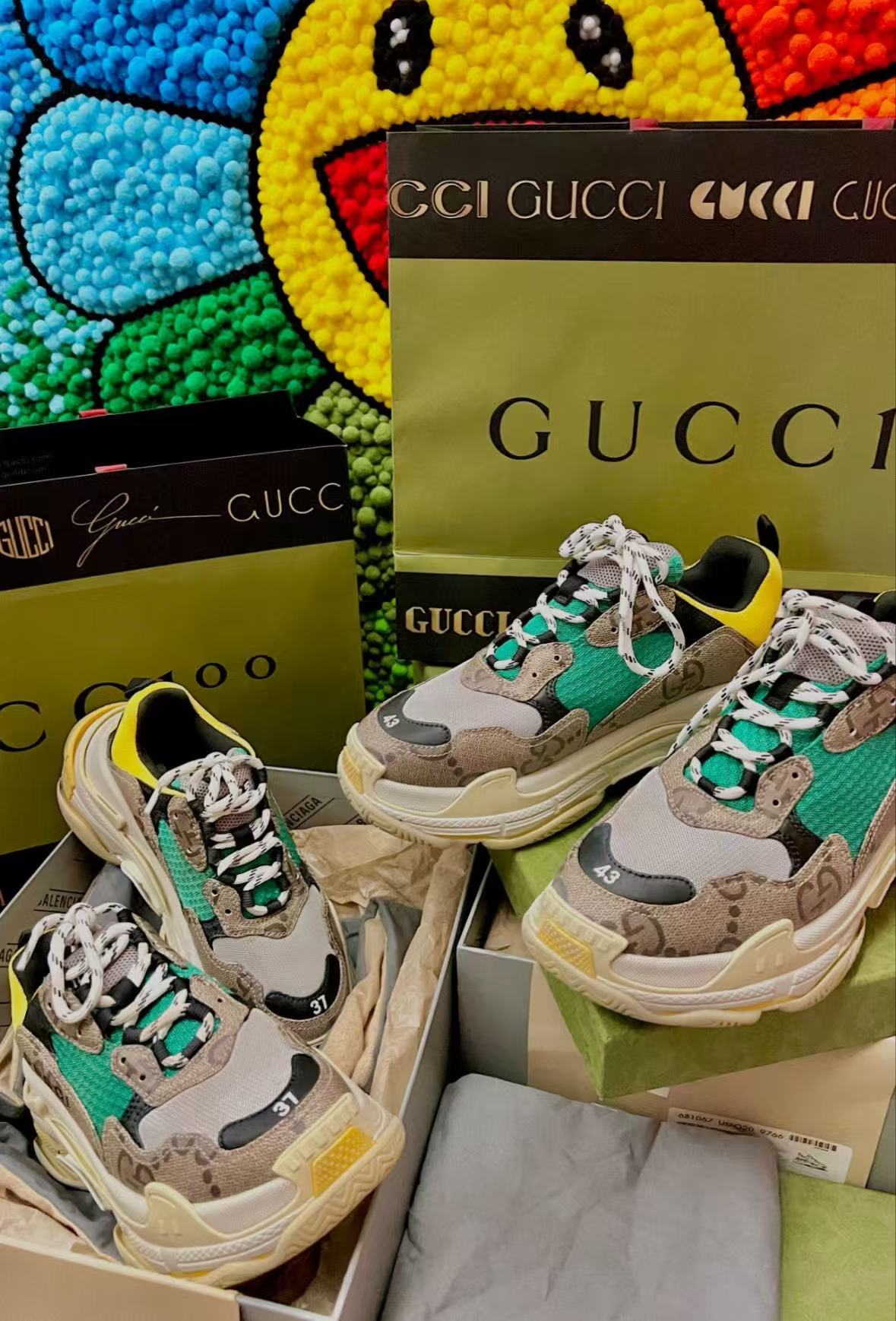 Gucci x Balenciaga The Hacker Project Triple S Beige Green Yellow  681067UMO20 9766 review Garth