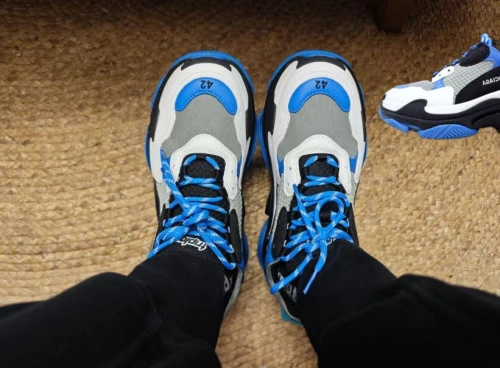 Balenciaga Triple S Black White Blue 536737 W2CA1 4124 review 