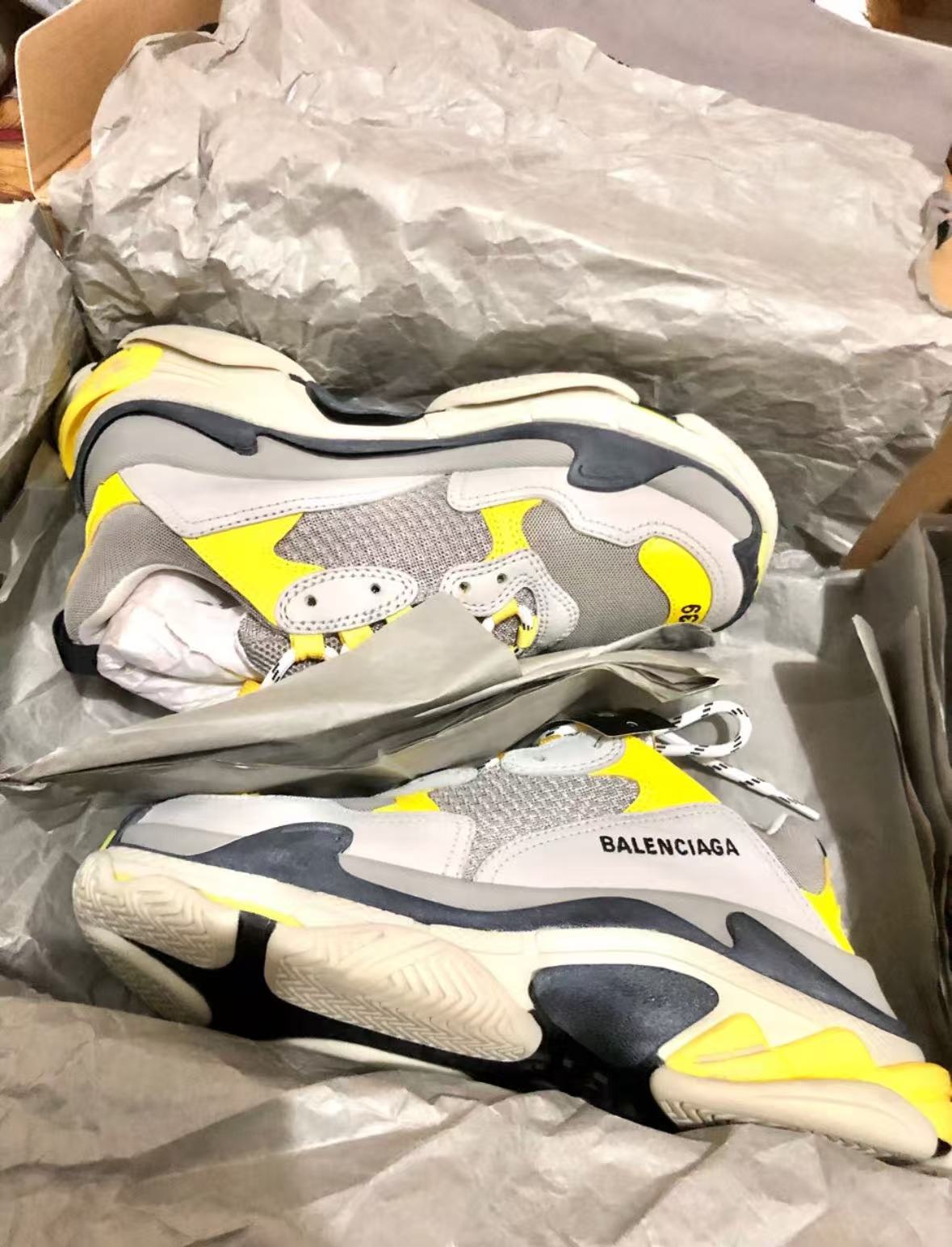 Balenciaga Triple S Grey Yellow  524037 W0E1 9000 review Prescott