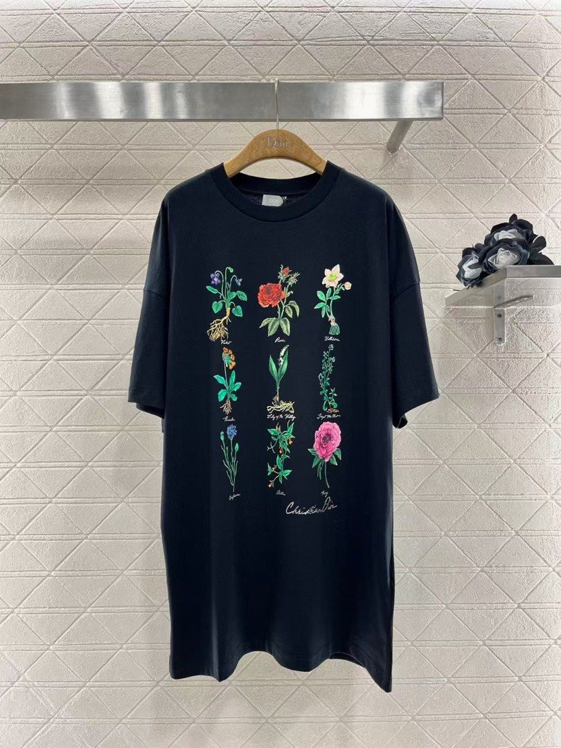 Dior Floral Specimen Print Short Sleeve Black review opol