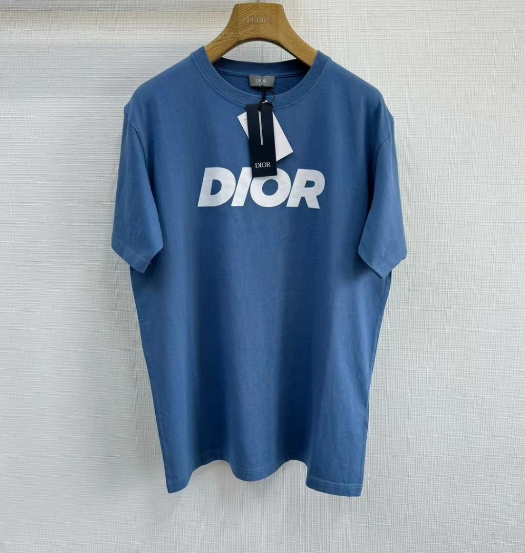 Dior Basic Letter Print Short Sleeve Blue review Kim