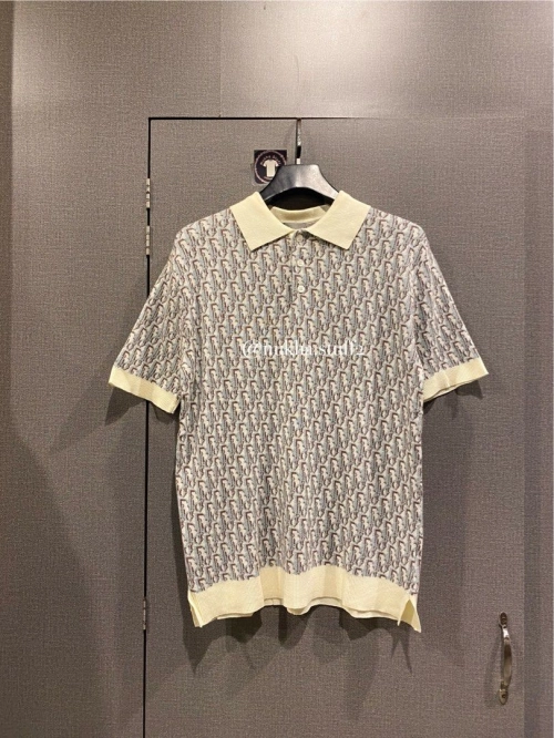 Dior monogram full print knitted POLO gray review 