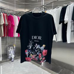 Dior floral white ink direct printing short sleeve black review ohan