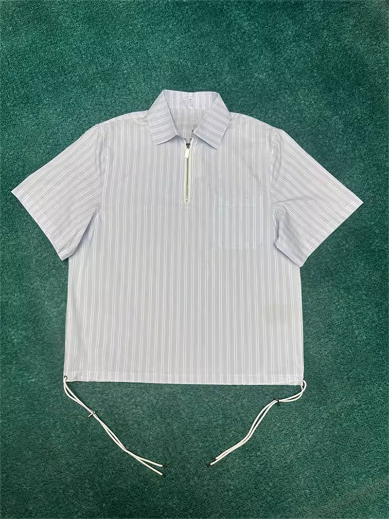 Dior cd half zip pullover short sleeve shirt light blue review H