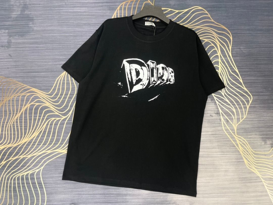 Dior 25ss hand-painted letter print short sleeve black review hre