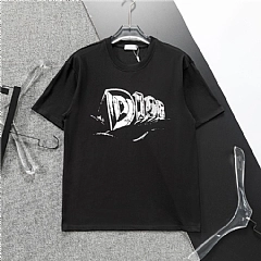 Dior 25ss hand-painted letter print short sleeve black review 