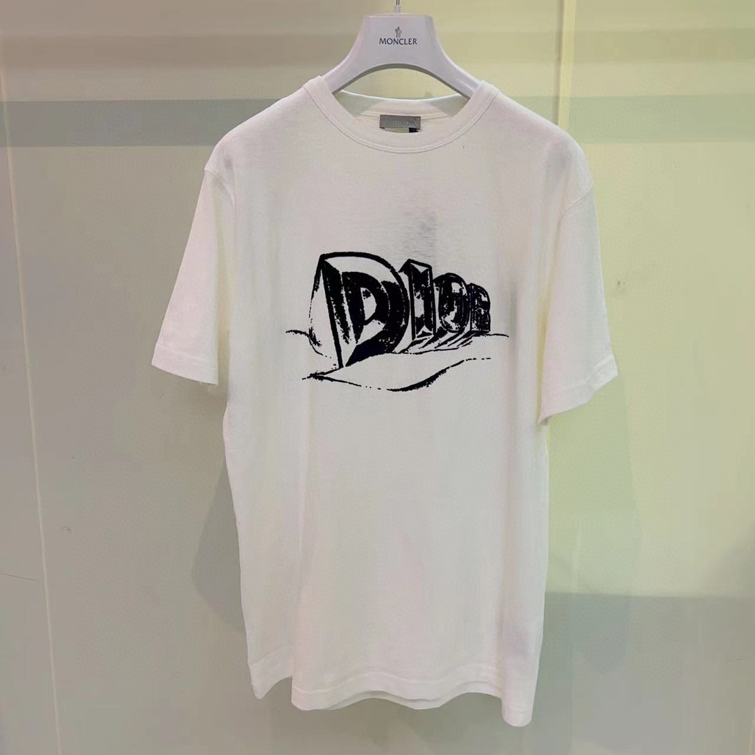 Dior 25ss hand-painted letter print short sleeve White review Gary