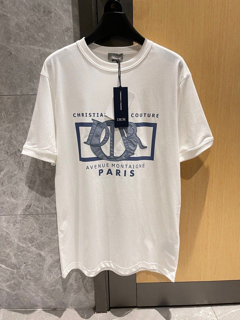 Dior 24ss patch embroidered letter short sleeve white review Gene