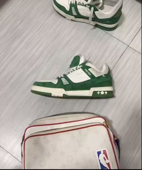 Louis Vuitton Trainer Green Monogram Denim White  VL1201  review 