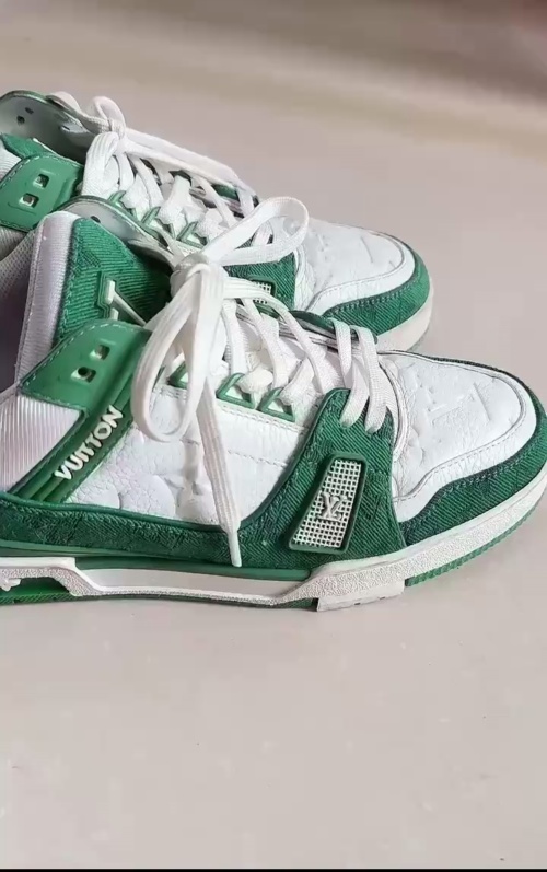 Louis Vuitton Trainer Green Monogram Denim White  VL1201  review 