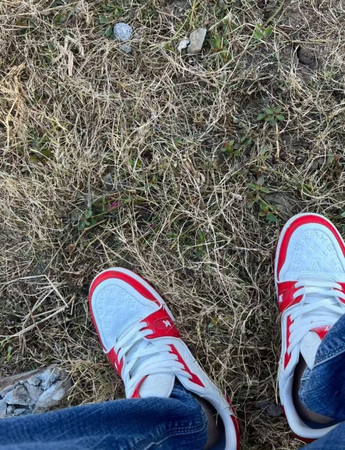 Louis Vuitton Trainer #54 Signature Red White 1AANFH review 