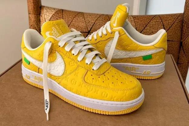  Louis Vuitton x Nike Air Force 1 Co Branded White Yellow review sel