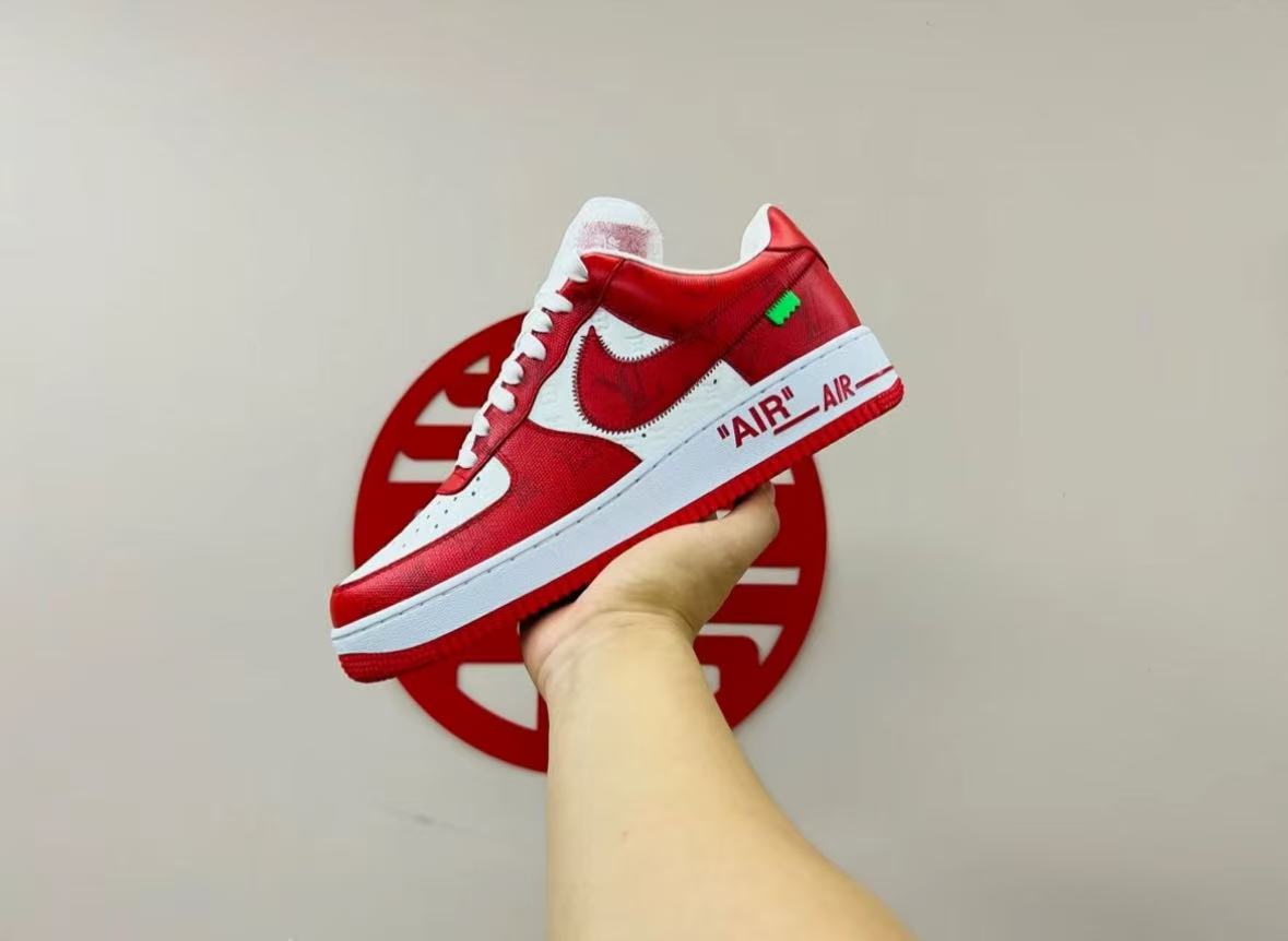  Louis Vuitton x Nike Air Force 1 White Red  MS0232 review ngus