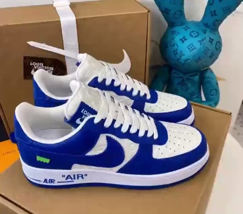 Louis Vuitton Nike Air Force 1 Low By Virgil Abloh White Royal 7108-5 review 