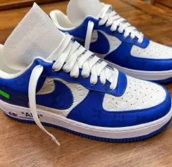 Louis Vuitton Nike Air Force 1 Low By Virgil Abloh White Royal 7108-5 review ibald