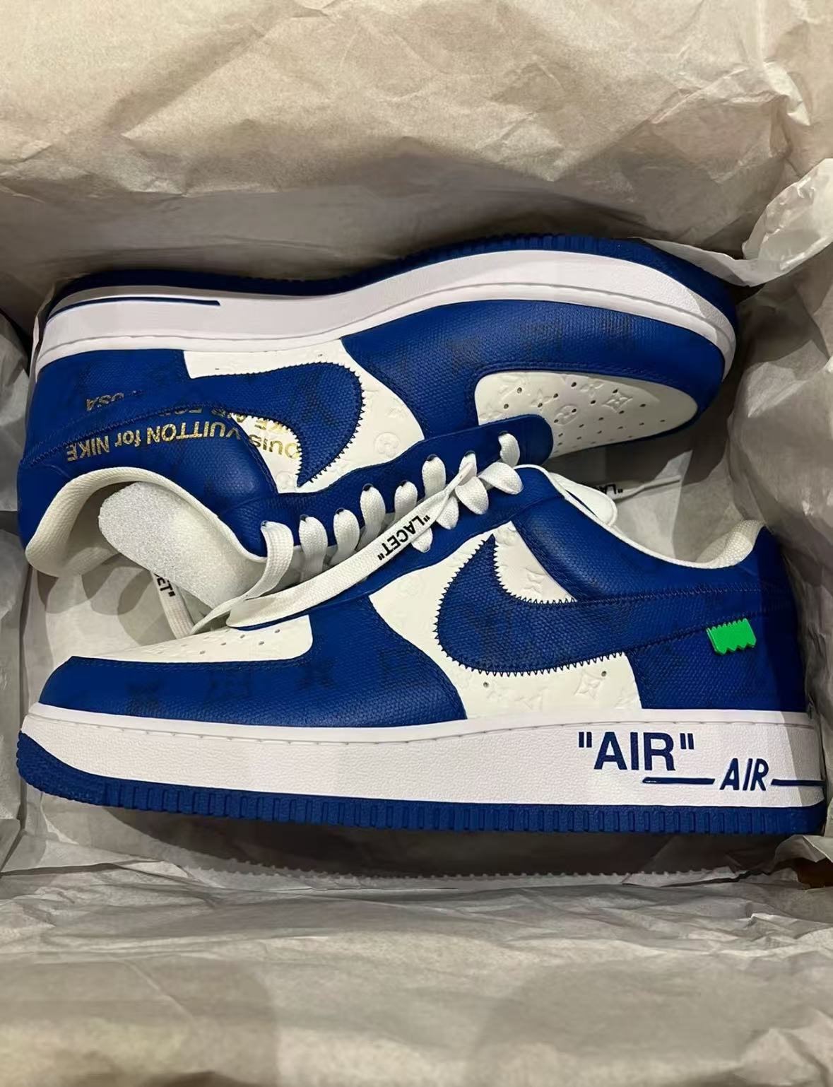 Louis Vuitton Nike Air Force 1 Low By Virgil Abloh White Royal 7108-5 review Antoine