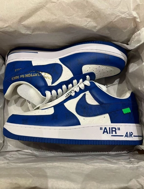 Louis Vuitton Nike Air Force 1 Low By Virgil Abloh White Royal 7108-5 review 