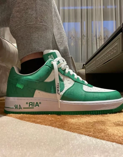 Louis Vuitton Nike Air Force 1 Low By Virgil Abloh White Green 7108-6 review 