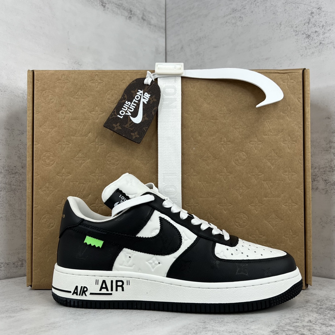  Louis Vuitton x Nike Air Force 1 Black White  7108-8 review cher