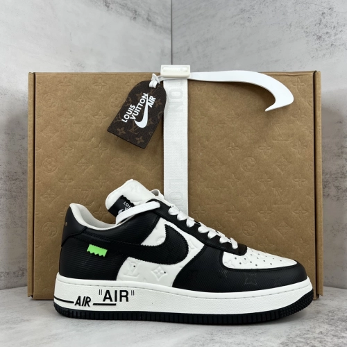  Louis Vuitton x Nike Air Force 1 Black White  7108-8 review 