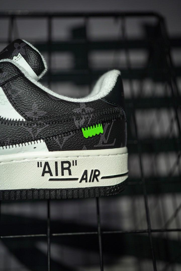  Louis Vuitton x Nike Air Force 1 Black White  7108-8 review ri