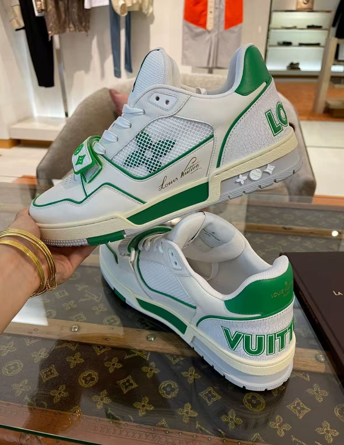 Louis Vuitton Trainer Green Monogram Denim  1A98UX review bre