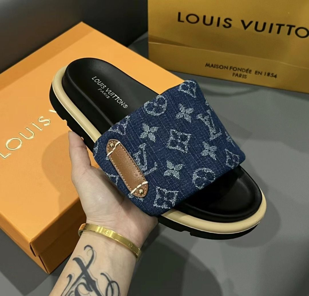 Louis Vuitton Pool Pillow Flat Comfort Mule Dark Blue Denim review Basia