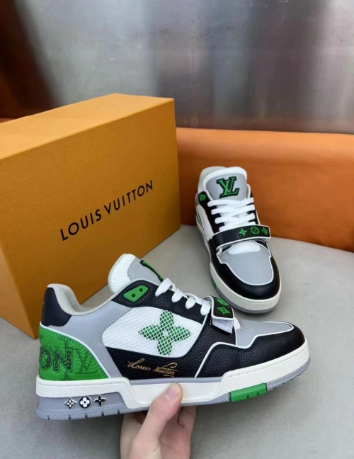 Louis Vuitton LV Trainer Monogram strap Black White Green 1AC50F review 