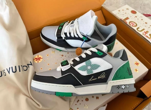Louis Vuitton LV Trainer Monogram strap Black White Green 1AC50F review 