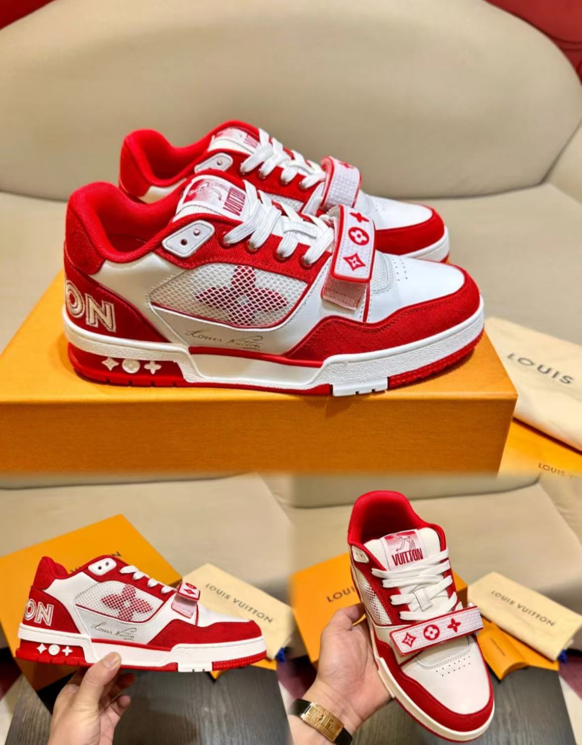 Louis Vuitton Trainer Red Monogram Denim 1ABLXI review dra