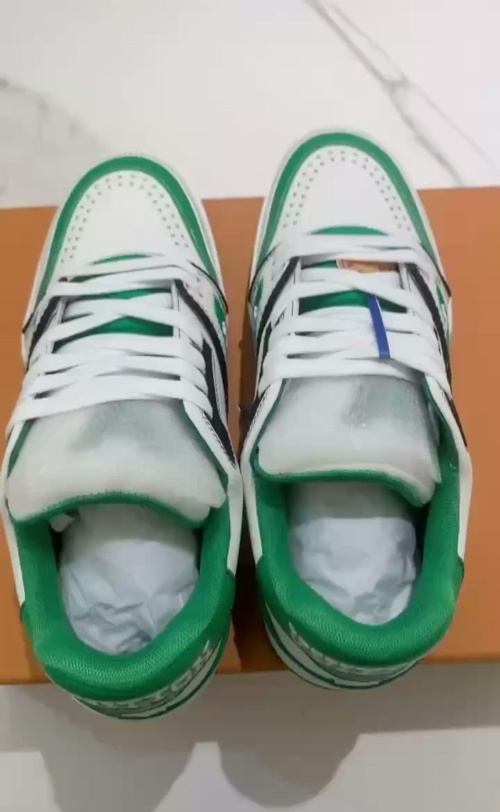 Louis Vuitton LV Trainer White Green 1AD7KP review 