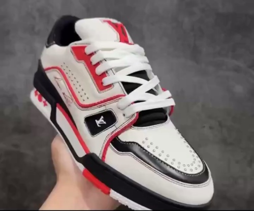 Louis Vuitton LV Trainer White Red Black  1AD7JW review 