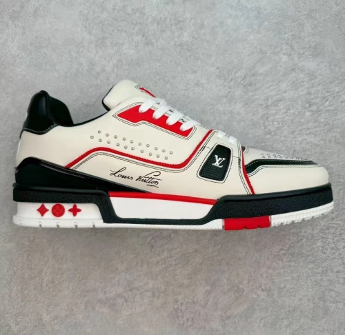 Louis Vuitton LV Trainer White Red Black  1AD7JW review 