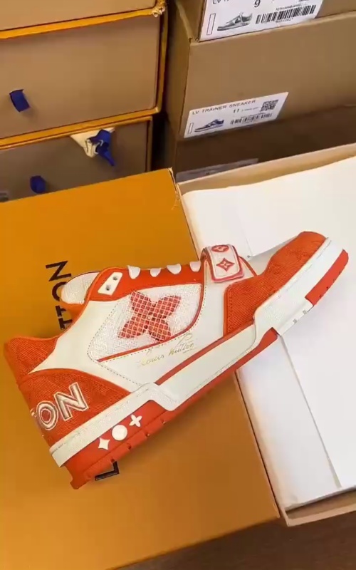 Louis Vuitton Trainer Monogram Denim Orange 1A9ZD6  review 